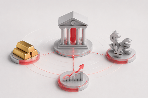 Central banks affecting gold, forex and stock markets.
