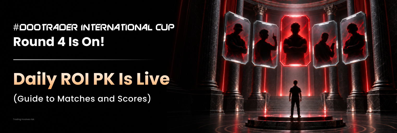 #DooTrader International Cup Round 4 banner announcing the launch of the Daily ROI PK.