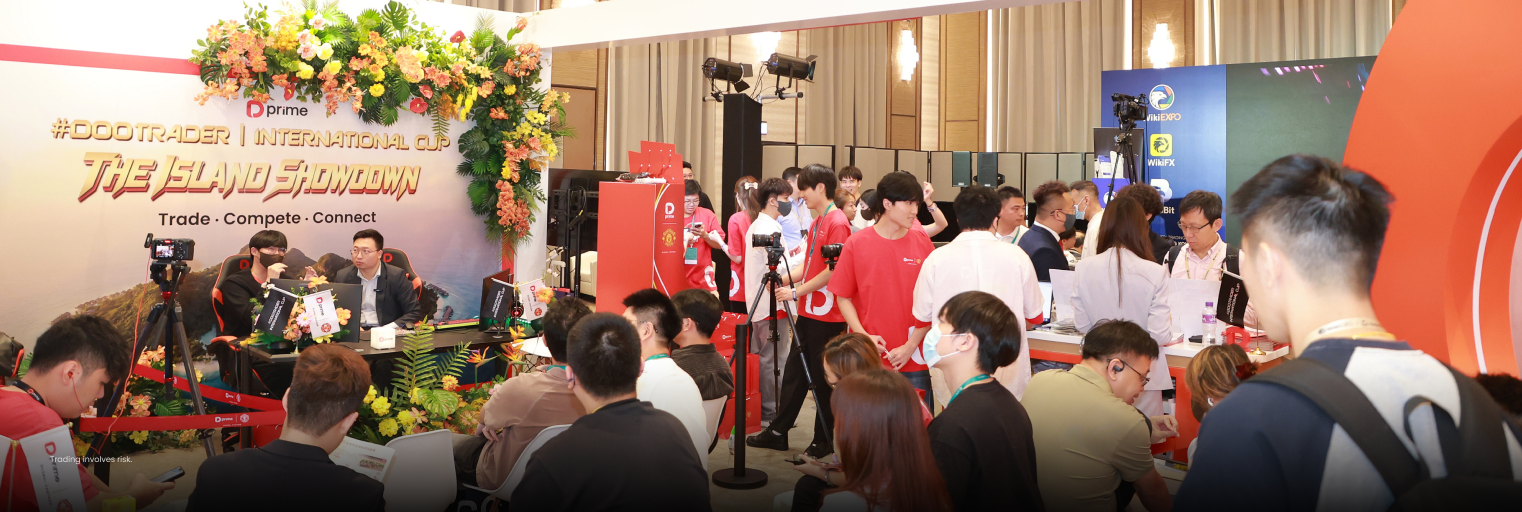 Visitantes se reúnem na área do #DooTrader durante a WikiEXPO Hong Kong 2026.