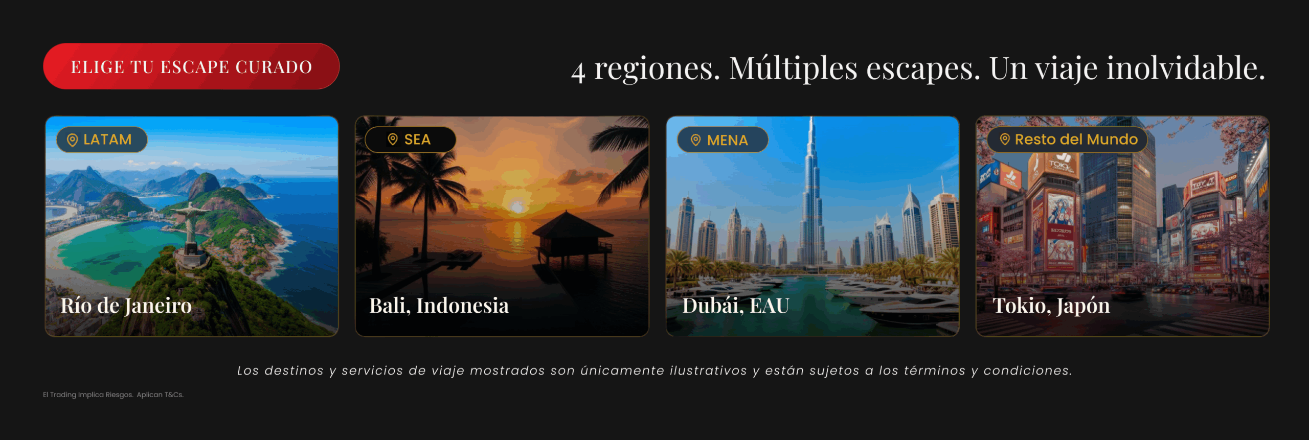 Viajes de Million Dollar Club a Río de Janeiro, Bali, Dubái y Tokio.